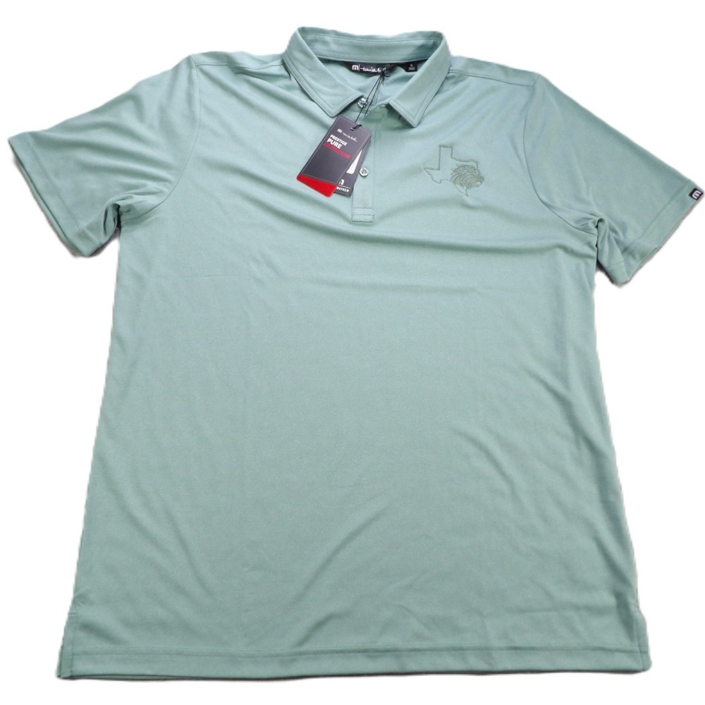 NWT TravisMathew Performance Polo Golf Shirt Men XL Texas Logo Mint Green Heathe